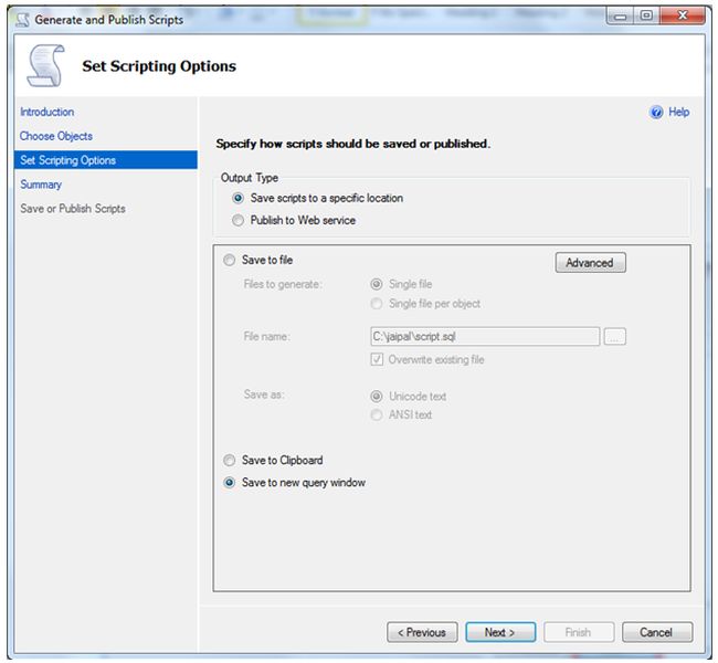 Set Scripting Options